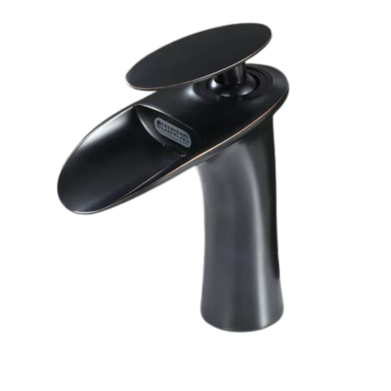 Змішувач дизайнерський для умивальника-раковини з латуні, одноважільний колір чорний