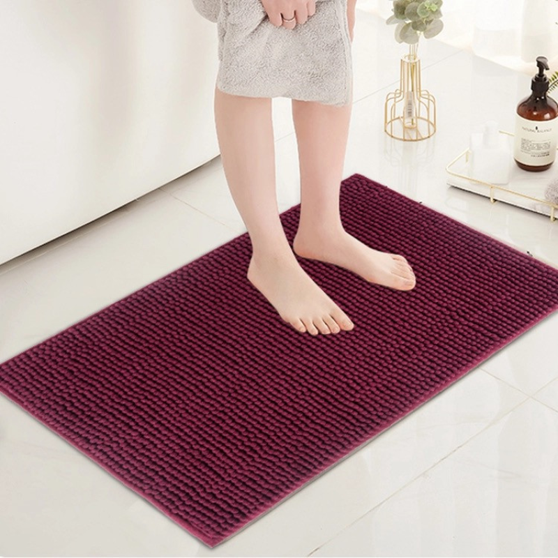 Килимок для ванни та душу м“який довгий ворс 40*60 Bathlux, нековзний килим, Бордовий