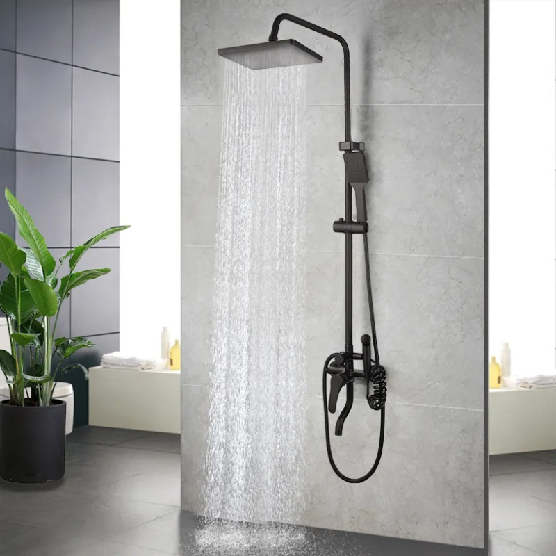 Душовий гарнітур 3 в 1 душова система з латуні, стаціонарний душ кран Чорний