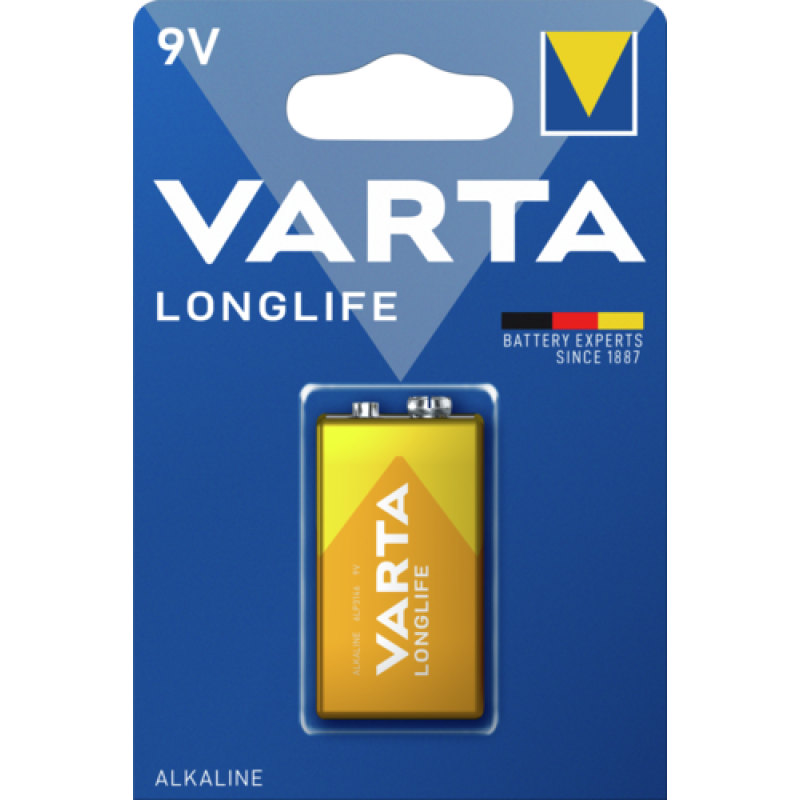 Батарейка VARTA Longlife Alkaline 9V (Крона), лужна