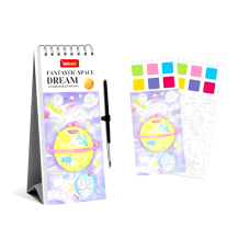 Набір для творчості.Розмальовка з фарбами і пензликом.Мольберт для дітей з палітрою Keybaby Space