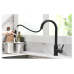 Розумний сенсорний кухонний кран WanFan зі світлодіодними та висувним змішувачем, матовий чорний