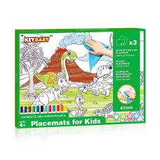 Набір для малювання, дитячі розмальовки Keybaby, 3шт формат А3 з 12 маркерами та серветкою для очищення, Green