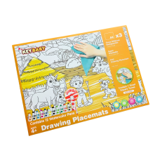 Набір для малювання, дитячі розмальовки Keybaby, 3шт формат А3 з 12 маркерами та серветкою для очищення, Yellow