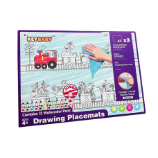 Набір для малювання, дитячі розмальовки Keybaby, 3шт формат А3 з 12 маркерами та серветкою для очищення, Purple