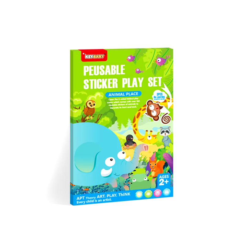 Набір багаторазових наліпок Keybaby із великою сценою для творчості, у кольорі Animals