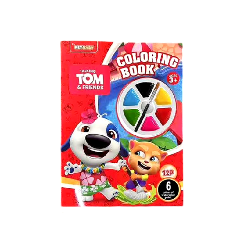 Дитяча книжка-розмальовка Keybaby з пензликом та акварельними фарбами для дітей від 2 років, у кольорі Red