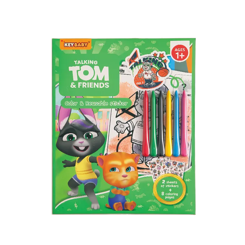 Дитяча книжка-розмальовка Keybaby з крейдою та наліпками для дітей від 1 року, у кольорі Green