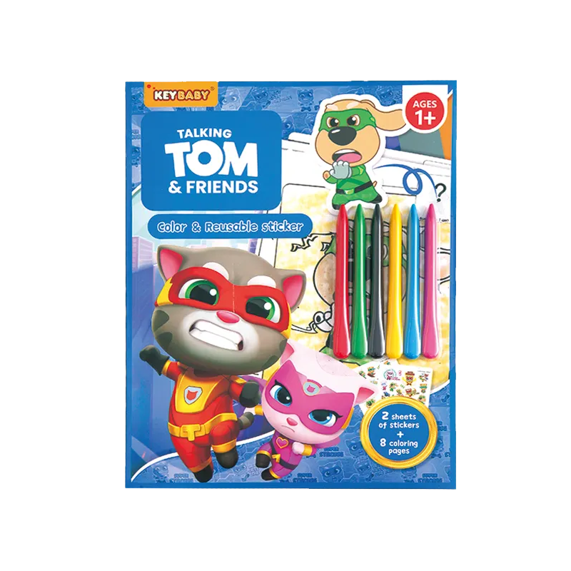 Дитяча книжка-розмальовка Keybaby з крейдою та наліпками для дітей від 1 року, у кольорі Blue