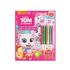 Дитяча книжка-розмальовка Keybaby з крейдою та наліпками для дітей від 1 року, у кольорі Pink