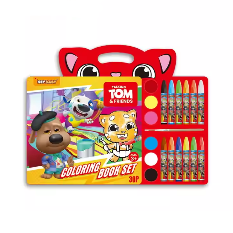 Дитяча книга-розмальовка Keybaby з олійними фарбами та крейдою для дітей від 3 років, у кольорі Red