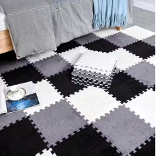 Килимок-пазл плюшевий, термокилимок, мат дитячий теплий 90*120см, 12 пазлів, колір білий