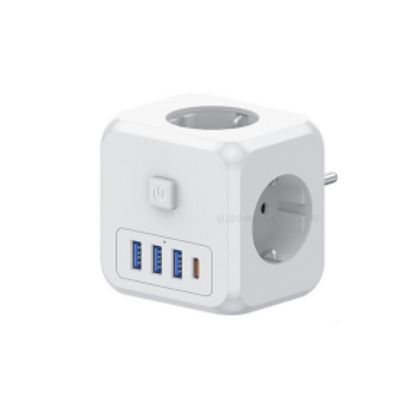 Мережевий фільтр 7в1 з вимикачем, USB Type-C і швидкою зарядкою, в кольорі білий