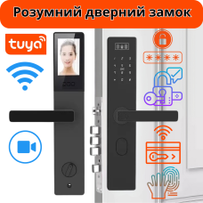 Смарт замок кодовий розумний дверний з дисплеєм KHS-D10F з розблокуванням по обличчю, відбитком пальця, ключ-картою