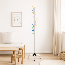 Вішалка стійка для верхнього одягу вішалка підлогова металева на ніжках розмір 174х40х40 см колір білий