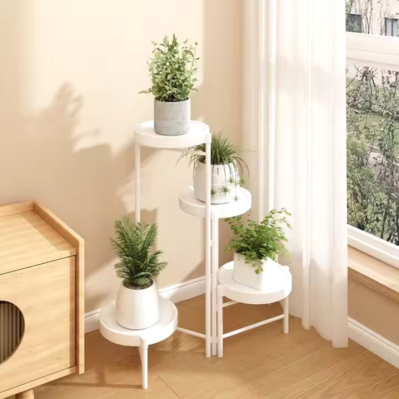 Стелаж для рослин і горщиків з квітами з металевими полицями на 4 яруси колір білий