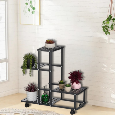 Стелаж для рослин металевий пересувний на 4 яруси колір чорний