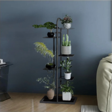 Стелаж для рослин на ніжках гумових, металевий на 7 ярусів колір чорний