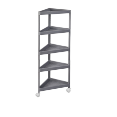Стелаж полиця кутова пересувна на колесах на 5 ярусів, етажерка універсальна побутова колір сірий