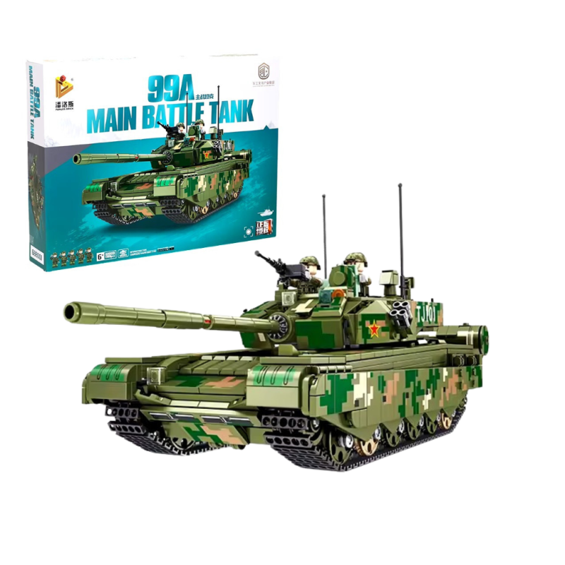 Конструктор дитячий ігровий танк військовий 99A PANLOS на 1309 деталей зеленого кольору