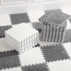 Підлога-пазл плюшева 30x30см, тепла підлога, дитячий мат, термокилимок для дому, колір білий