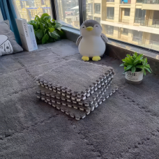 Підлога-пазл плюшева 60x150см, 10 пазлів, тепла підлога, дитячий мат, термокилимок для дому, колір сірий