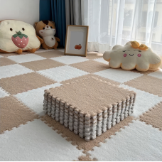 Підлога-пазл плюшева 120x150см, 20 пазлів, тепла підлога, дитячий мат, термокилимок для дому, колір бежевий