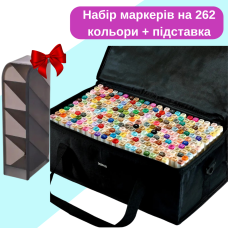Маркери Touch Smooth набір 262 шт для малювання спиртові, двосторонні+Чорна підставка для маркерів