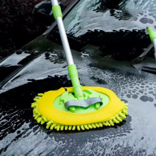 Швабра автомобільна для мийки з висувною телескопічною ручкою, знімна щітка розмір 30х118 см, зелена
