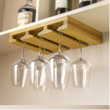 Бамбукова полиця для келихів, підвісний органайзер з бамбука для келихів( до 6шт), розміром 35x25x5см