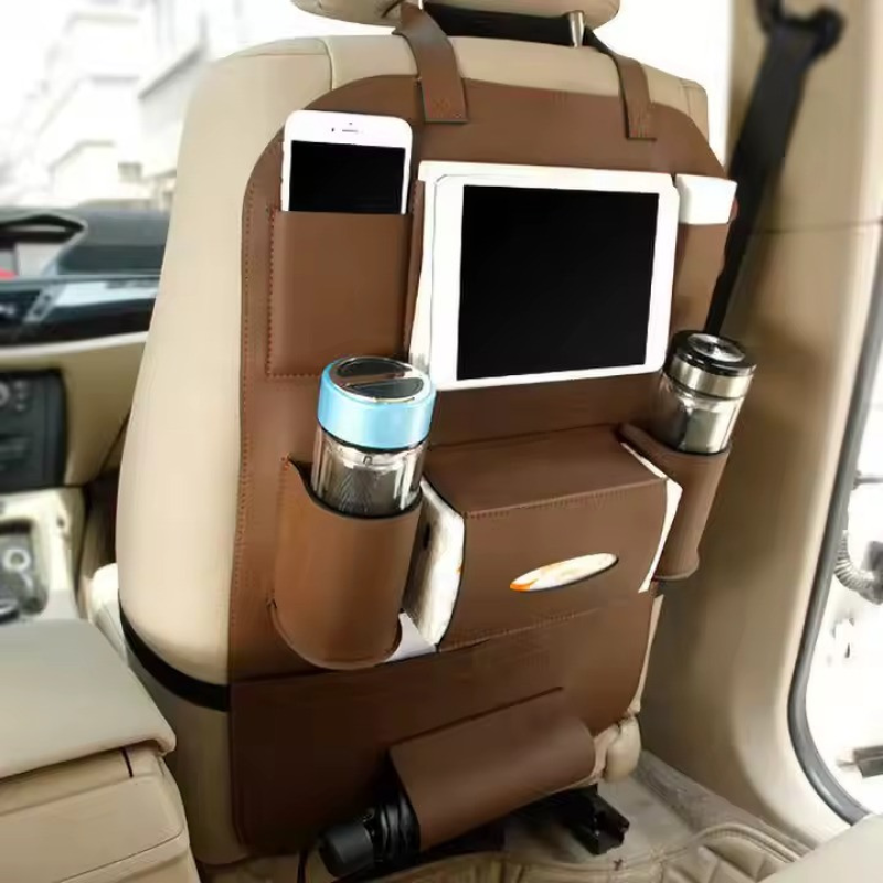 Органайзер автомобільний накидка на спинку сидіння в авто на 7 секцій в авто, колір кавовий 60х42 см