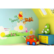 Наклейка вінілова Мультяшні тварини «Вінні та його друзі», наклейки для дитячої кімнати вінілові шпалери на стіну