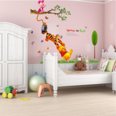 Наклейка вінілова шпалери “Вінні Пух і його друзі“, наклейка для дитячої кімнати 2 полотна по 30х90 см