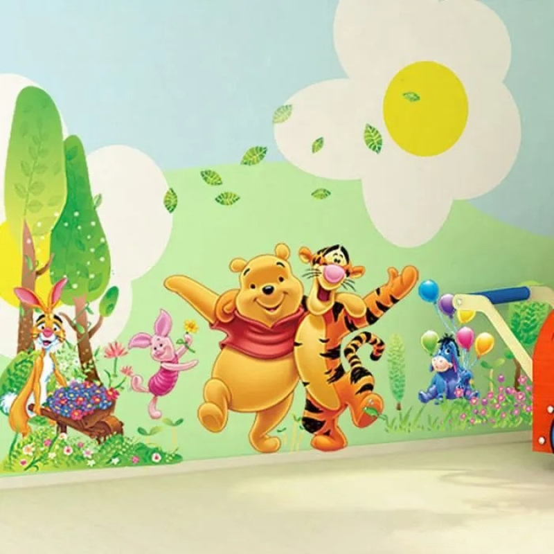 Наклейка вінілова Мультяшні тварини «Winnie the Pooh», для дитячої кімнати вінілові шпалери 60х90 см