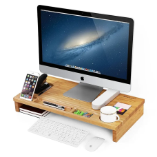 Підставка з бамбука для робочого столу, підставка під монітор і аксесуари, 65×34×5см