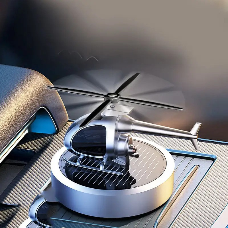 Ароматизатор у машину багаторазовий дифузор «Вертоліт» на сонячній батареї, освіжувач колір сріблястий