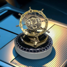 Ароматизатор у машину багаторазовий дифузор «Корабельний штурвал» на сонячній батареї, колір сірий