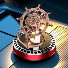 Ароматизатор у машину багаторазовий дифузор «Корабельний штурвал» на сонячній батареї, колір червоний