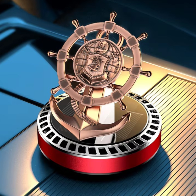 Ароматизатор у машину багаторазовий дифузор «Корабельний штурвал» на сонячній батареї, колір червоний