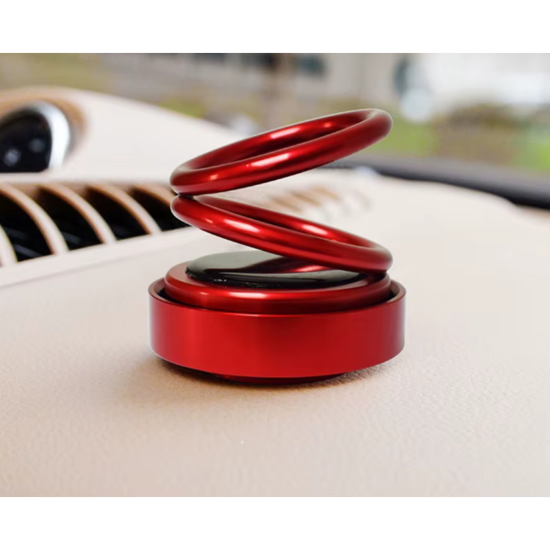 Ароматизатор у машину освіжувач повітря дифузор «Кільця левітації» на сонячній батареї, колір червоний