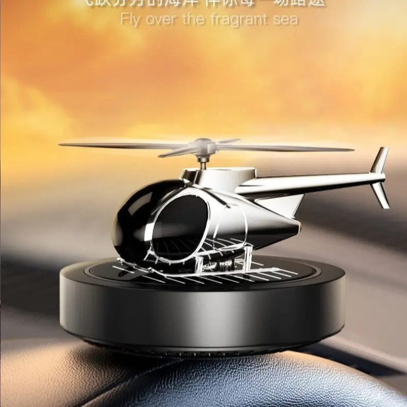 Ароматизатор у машину освіжувач повітря дифузор «Вертоліт» на сонячній батареї, колір чорний