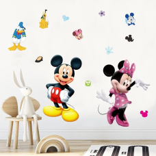 Набір наліпок вінілових «Міккі і Мінні Маус» для дитячої кімнати для дівчаток і хлопчиків самоклейка 50х70 см