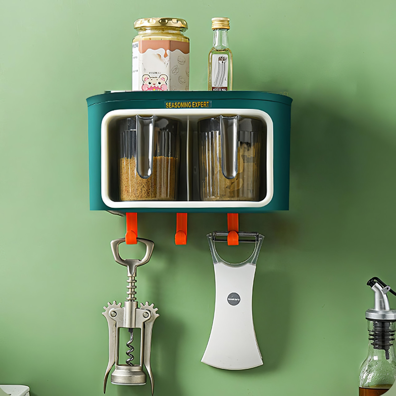 Настінний органайзер з двома чашами, банки для зберігання, модні банки для кухні, зелений колір