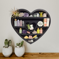 Полиця настінна з дерева для декору та прикрас, відкрита полиця на стіну «Історія кохання», розмір 35×35×8см