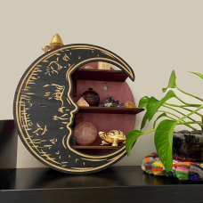 Настінна полиця Місяць, органайзер з 3 полицями для прикрас і декору, дерев“яна полиця півмісяць, колір Purple