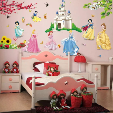 Набір наліпок «Діснеївські принцеси» вінілових для дитячої кімнати дівчаток 60х90 см