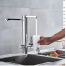 Змішувач для кухні для фільтрованої води двоважільний, кухонний кран з подвійною ручкою WanFan Хром