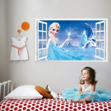 Наклейка вінілова дитяча «Ельза Холодне серце» для дитячої кімнати дівчаток з 3D ефектом 50х70 см