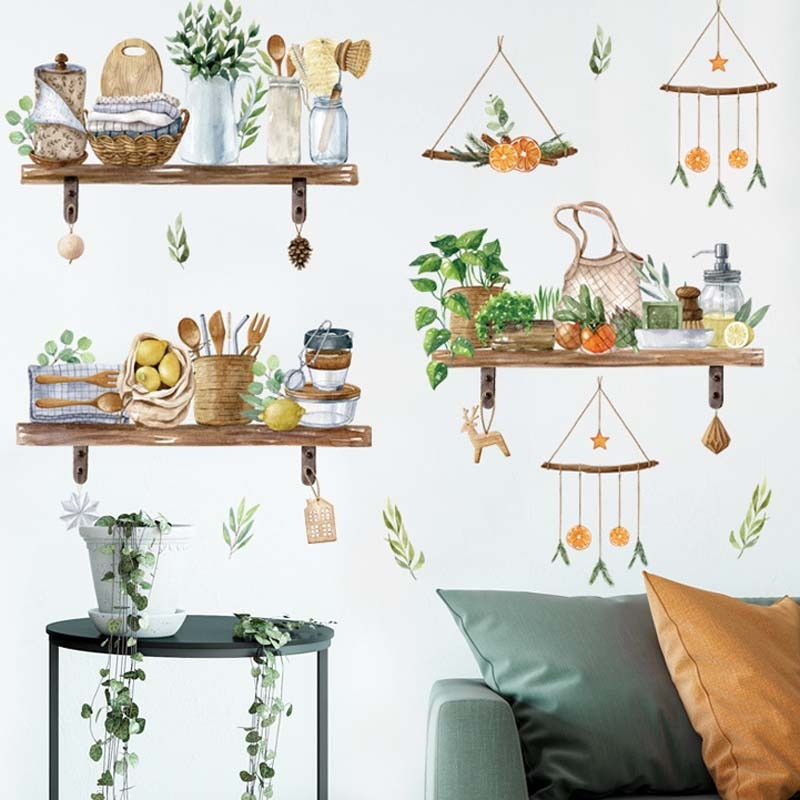 Набір наліпок “Ранок у Селі“ вінілові інтер“єрна наклейка на кухню на стіну 2 полотна по 30х90 см