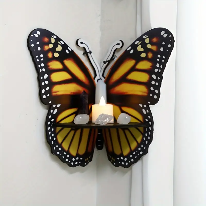 Кутова настінна полиця з дерева Метелик, 23×25 см, органайзер для зберігання аксесуарів, type E